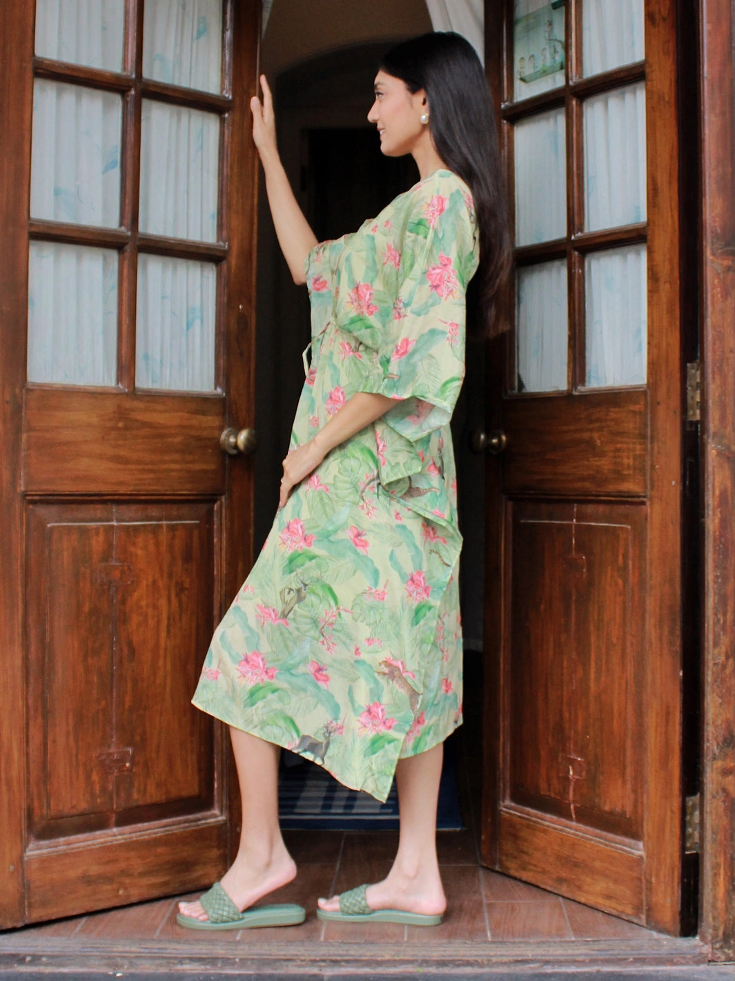 Tropical Drawstring Kaftan Light Silhouette