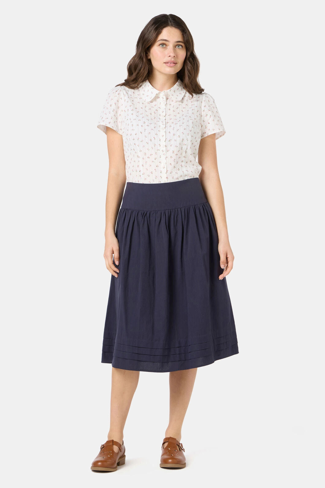 Classic Comfort Textured Surface Lexi Gathered Yoke Skirt