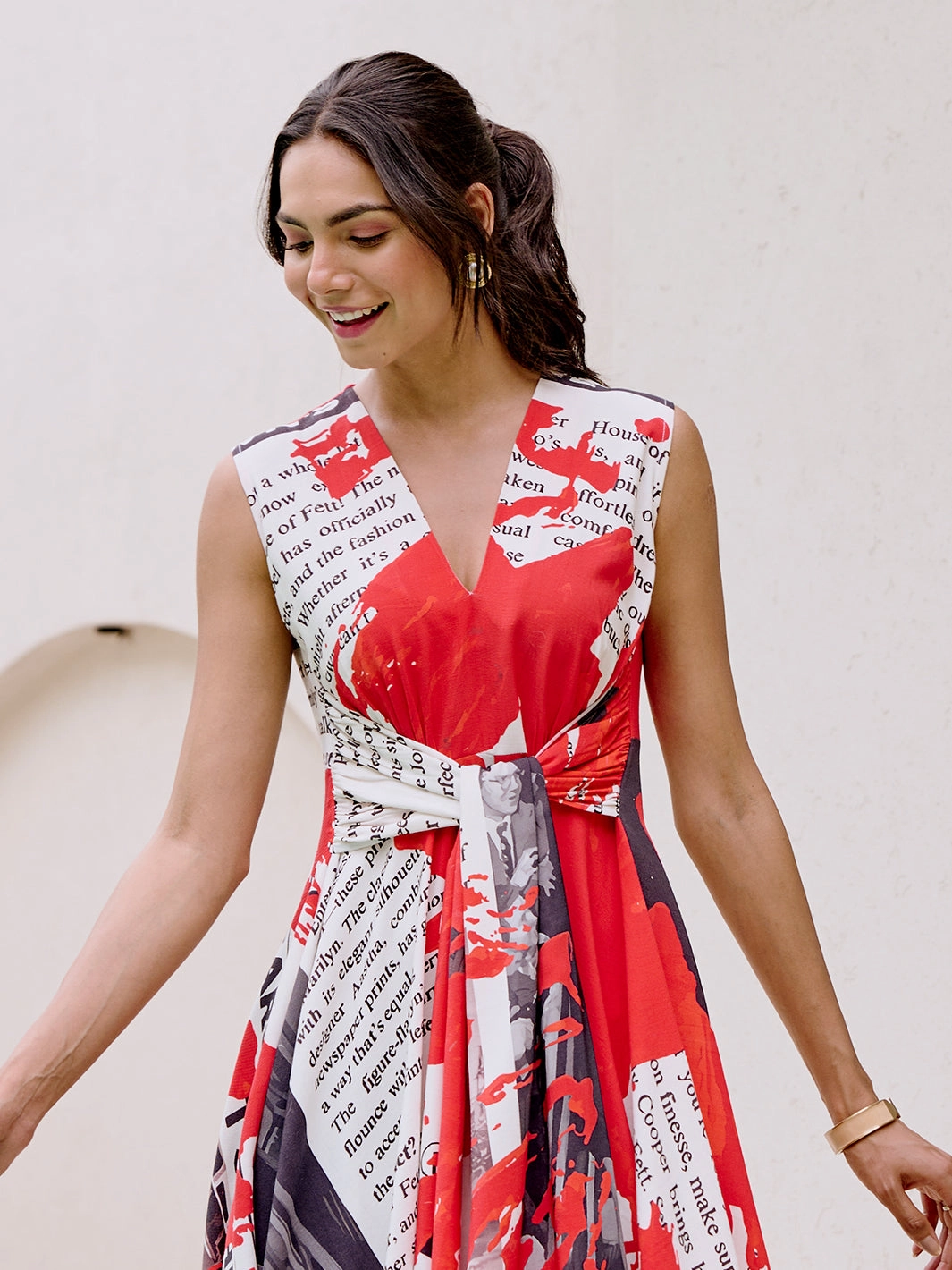 Minimalist fit-and-flare Fitted Neat Daily Wrap Asymmetric Maxi Dress