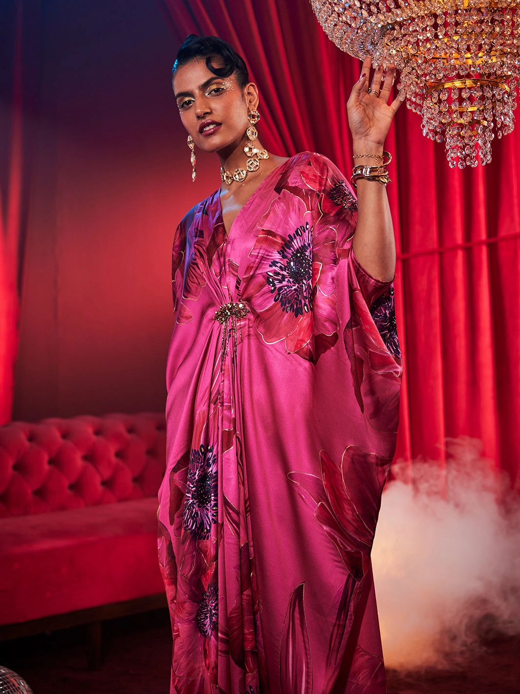 Diva Poppy Print Kaftan Timeless Waist Fit