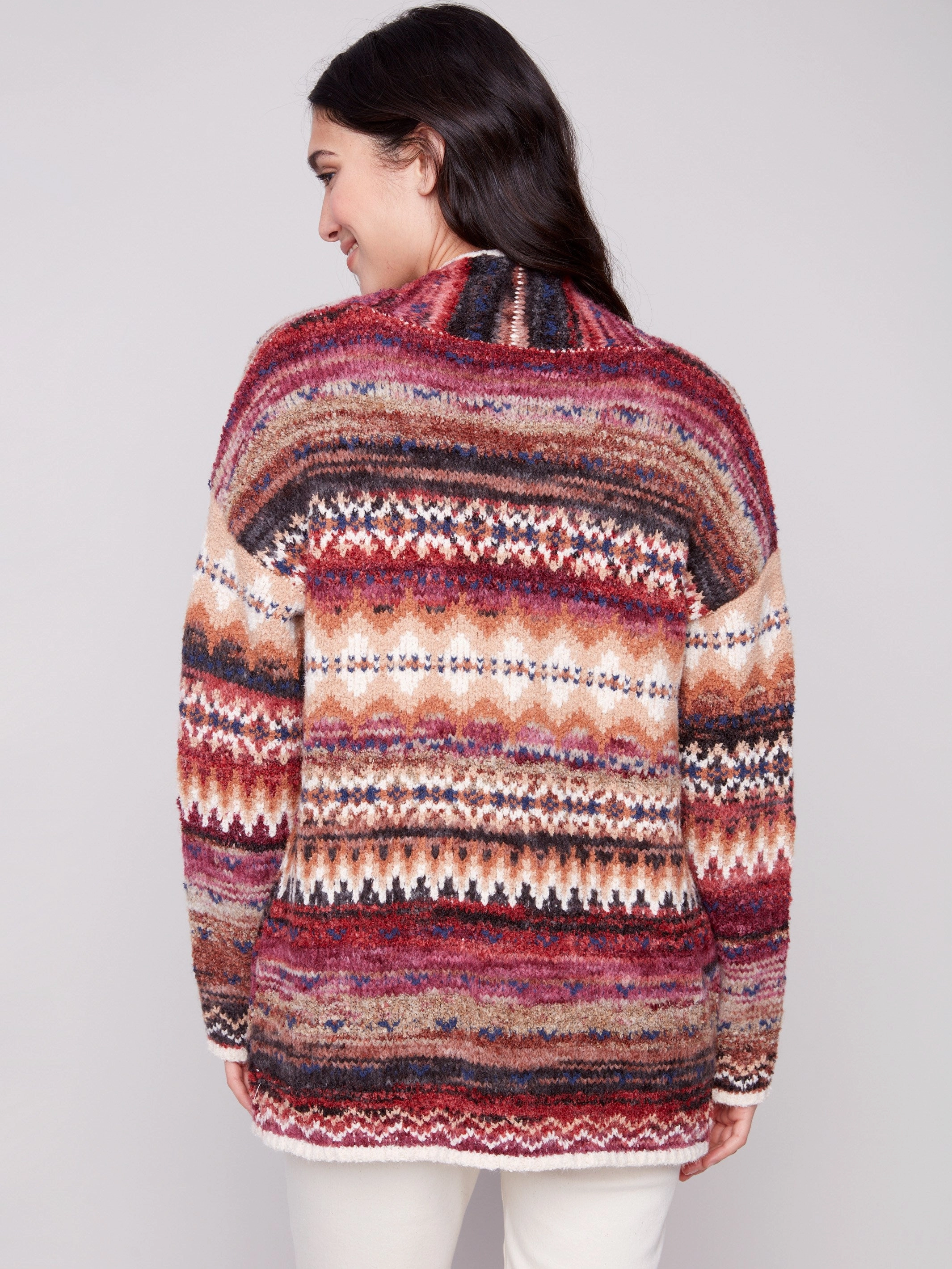 Office runner Space Dye Jacquard Cardigan - Jewel