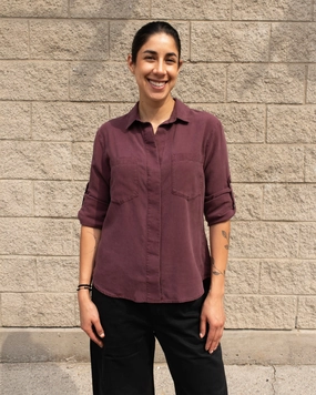 Picnic Fun SPLIT BACK BUTTON DOWN SHIRT