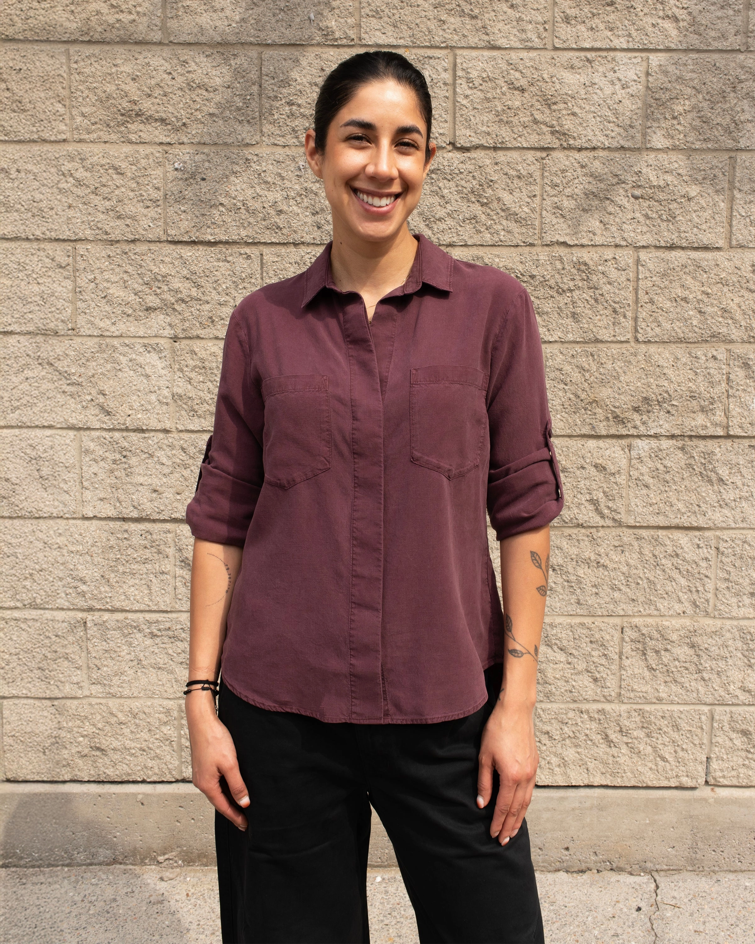 Picnic Fun SPLIT BACK BUTTON DOWN SHIRT