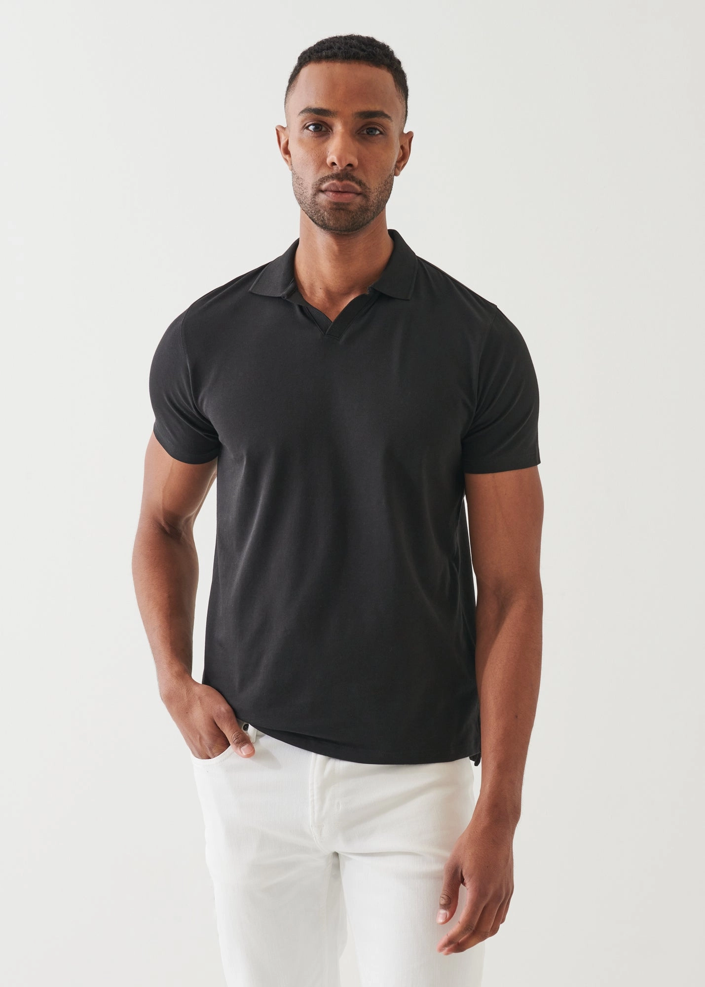 SHORT SLEEVE ICONIC OPEN POLO Bound Edges Brushed Interior