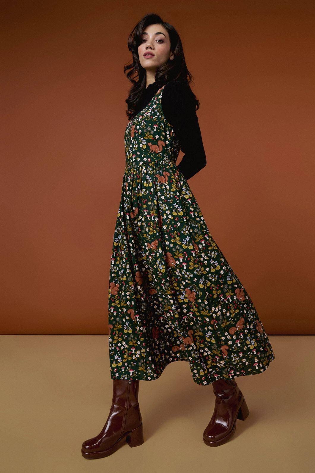 Flattering Cut Wear Sage Glow Squirrel Away Midi Dress