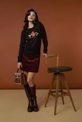 Minimalist Style Squirrel Embroidered Jumper