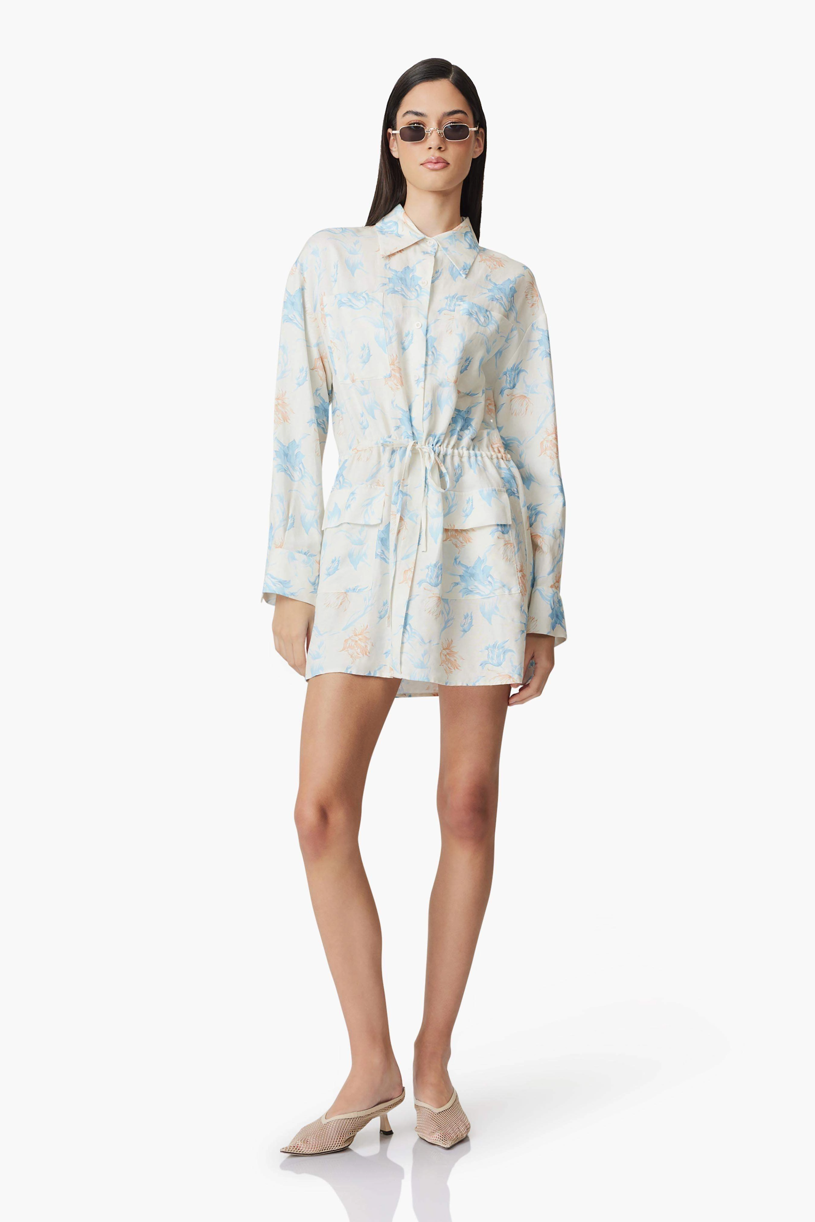 CURAAE Esther Floral Mini Shirt Dress Relaxed and stylish Refined Vibe