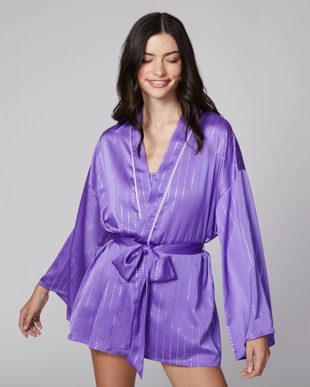 AdjustableHemline Ergonomic Pattern Stardust Satin Robe