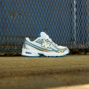 Breathable fabric Rocker Sole Technology Mens New Balance 740 (Heron Blue/Metallic Gold) - U740HB2