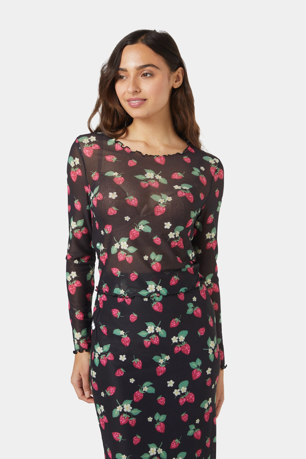 Strawberry Mesh Top Comfortable Style