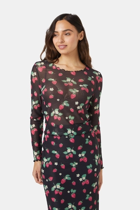 Strawberry Mesh Top OdorControl Technology Loose Sweater