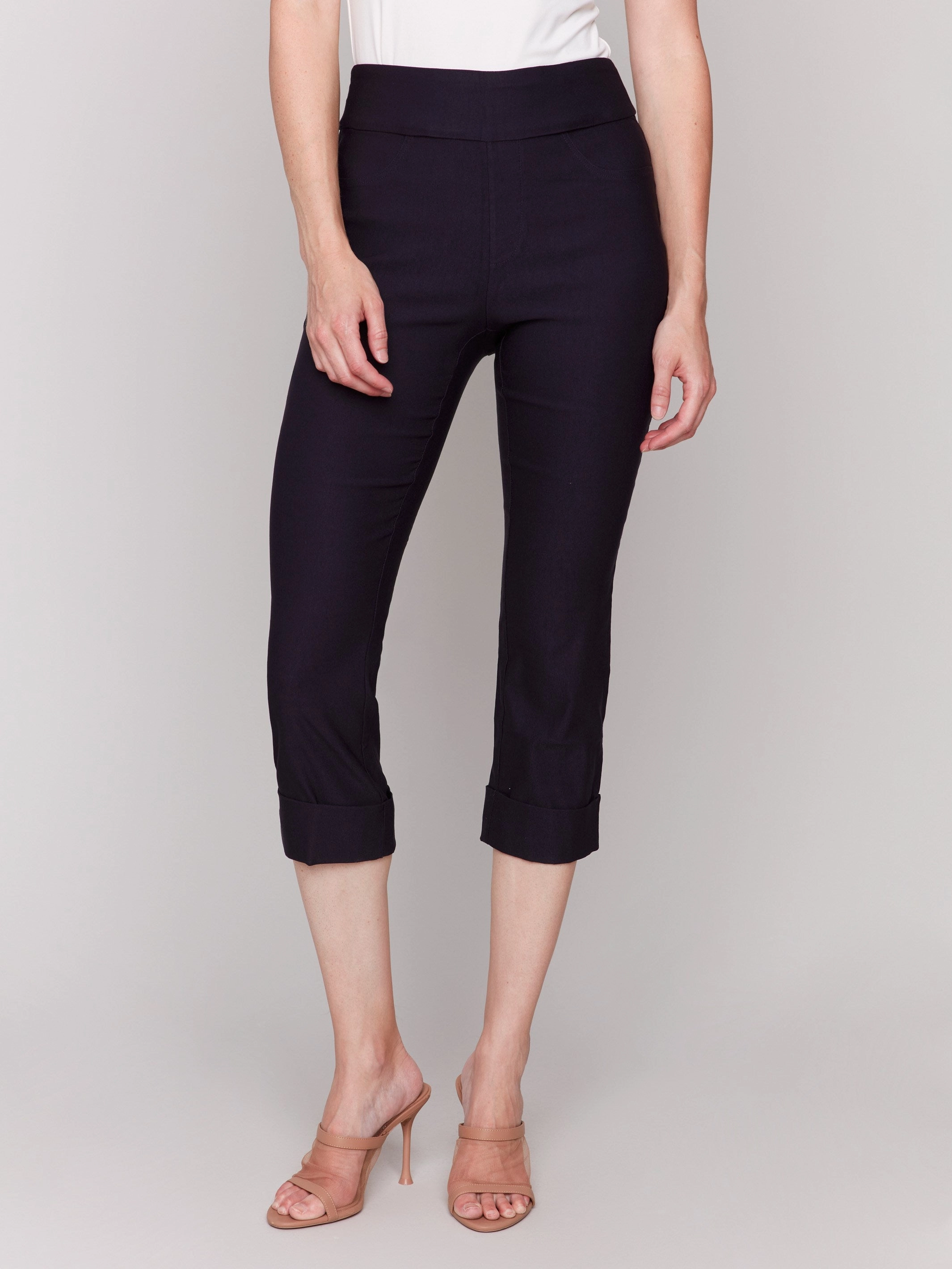 Stretch Pull-On Capri Pants - Black Timeless Design
