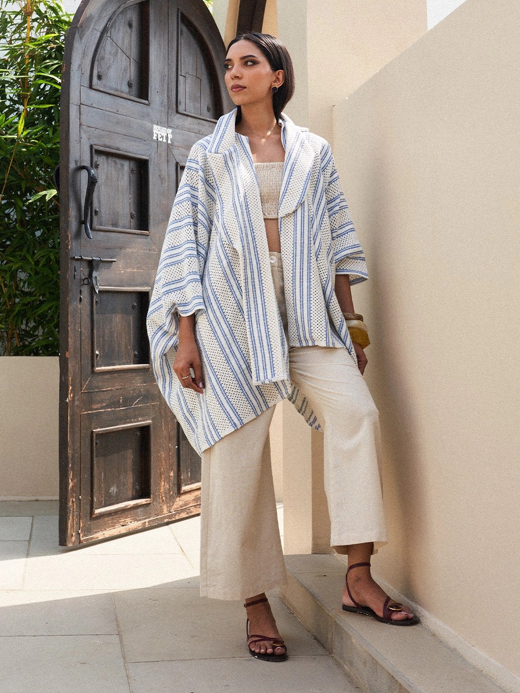 Texture Flow Stripe Crochet Co-ord Set