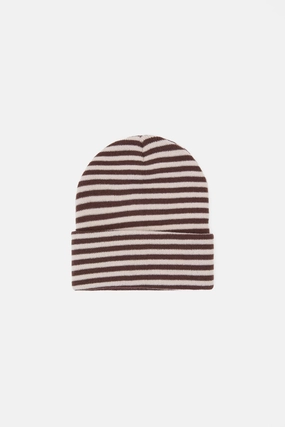 Knitted Layer Turtleneck Striped Beanie