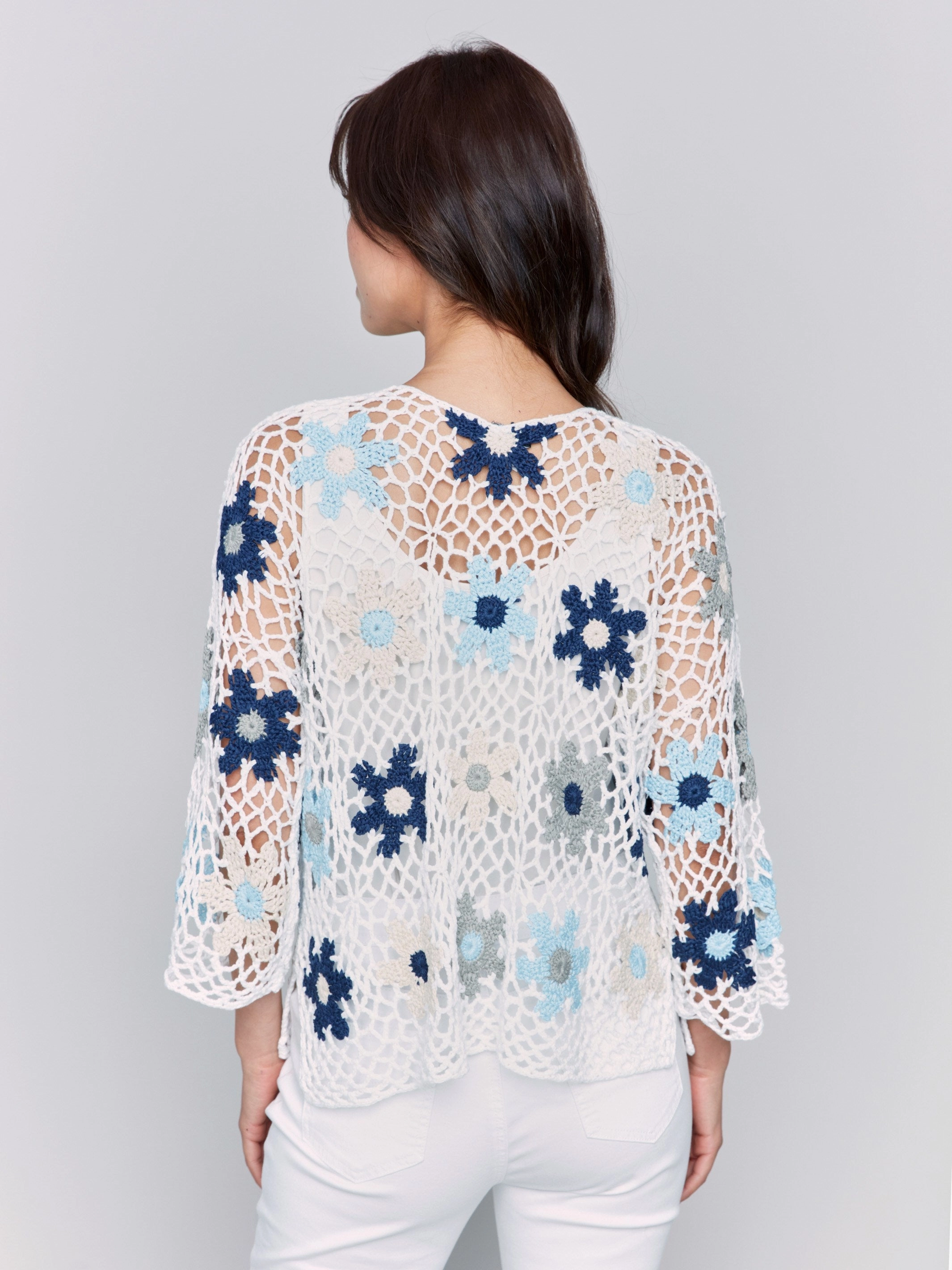 Handcrafted Floral Crochet Top - Blue Comfy Must-Have Stylish Design
