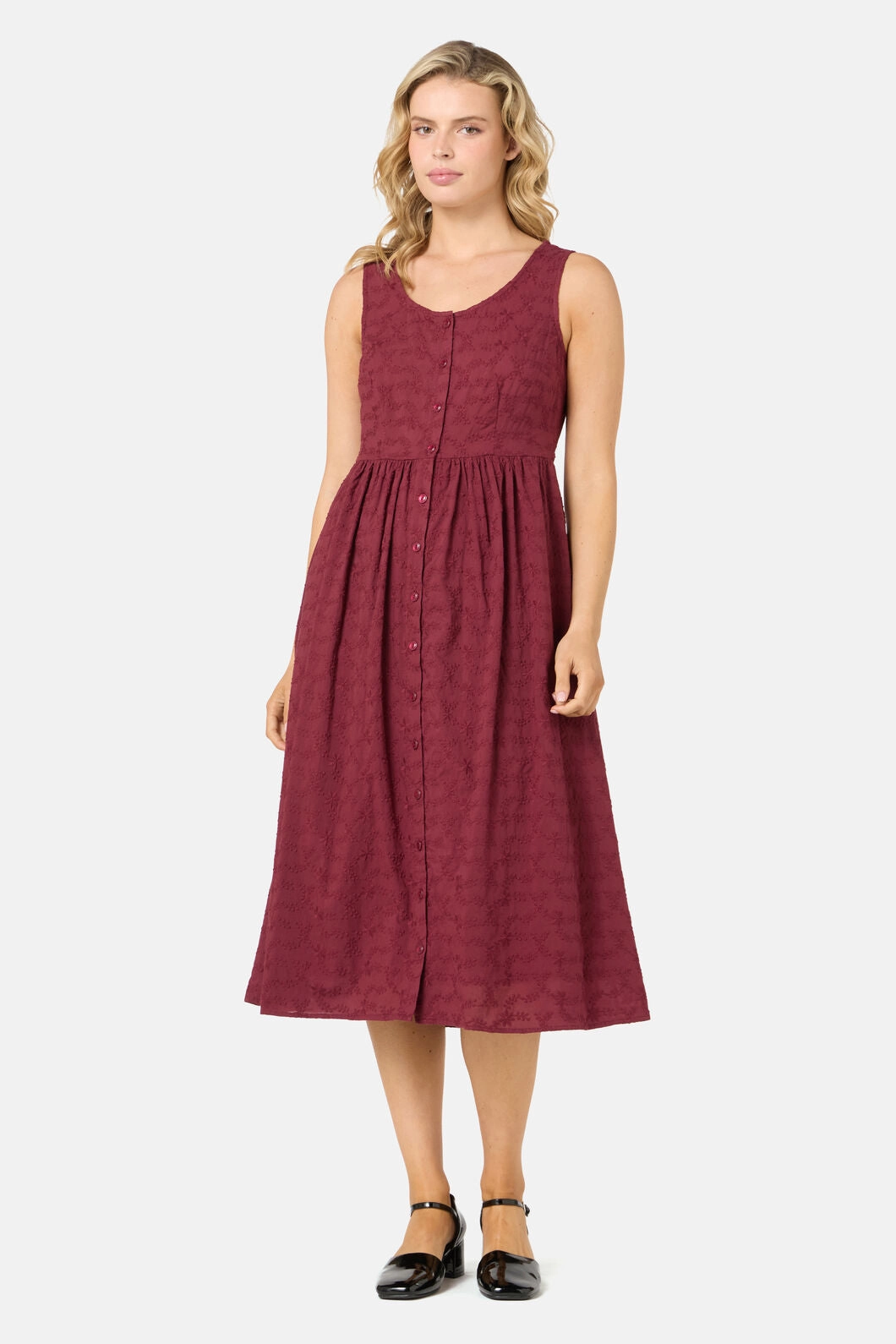 Lily Broidery Midi Dress Tactile Feel