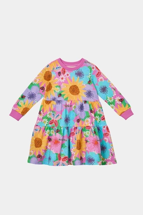 High-waist Sunflower Kids Dress