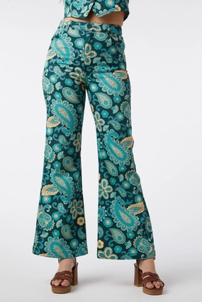 Sunset Paisley Flare Jean Bold Look Parent Style Date Night Loose Vintage Lover