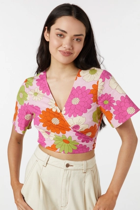 ButtonFront Susan Floral Wrap Top