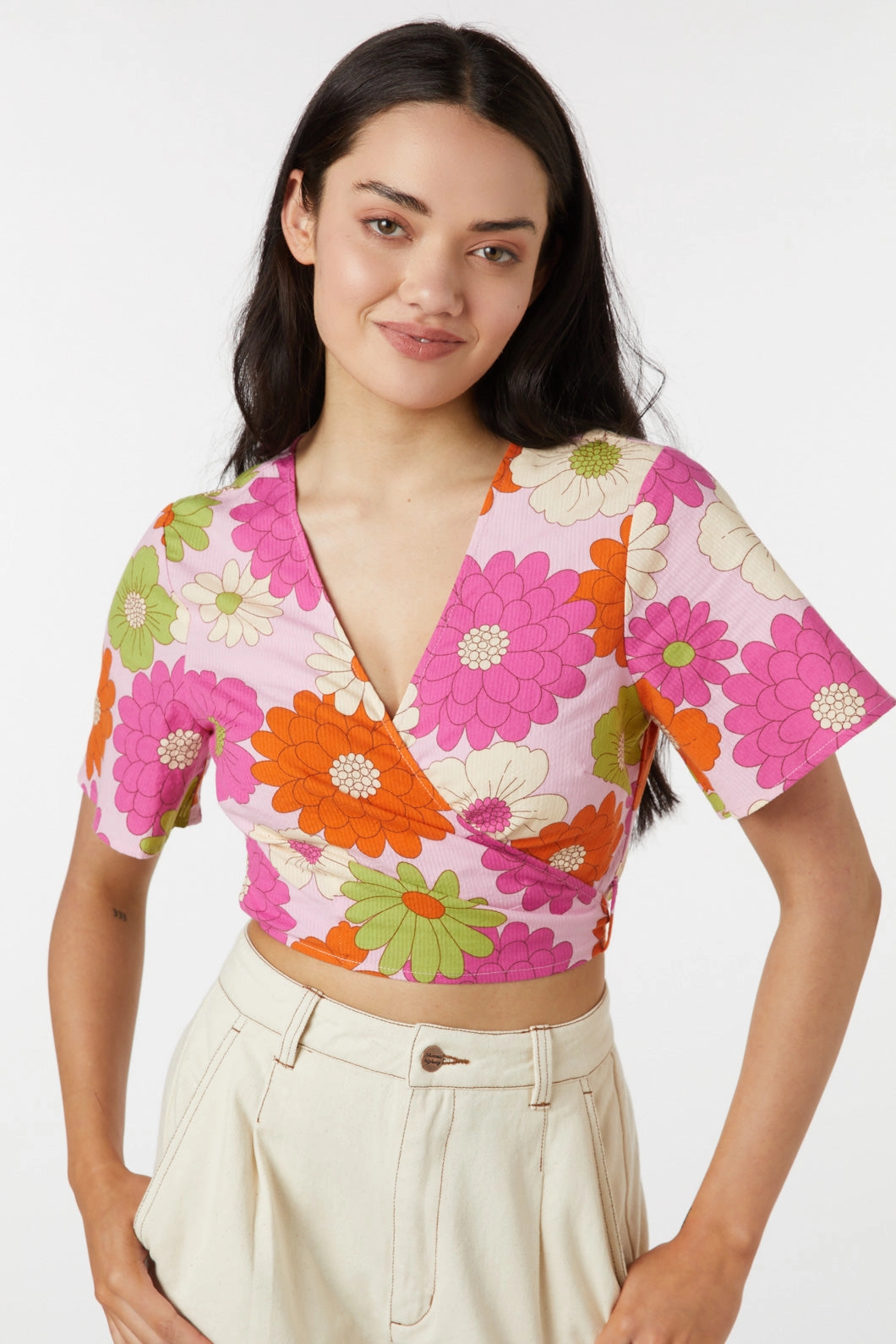 ButtonFront AirflowVents Susan Floral Wrap Top