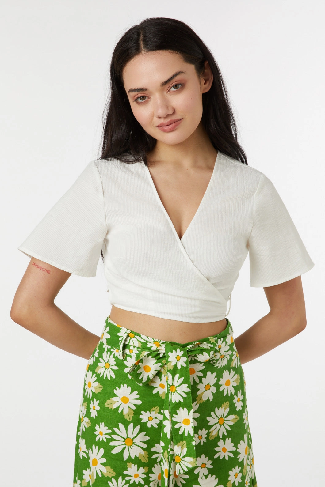 Ribbed Knit Fabric Recycled Material Blend Susanna Wrap Top