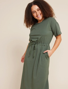 Sky Mood Recycled materials T-Shirt Tie Dress - Moss