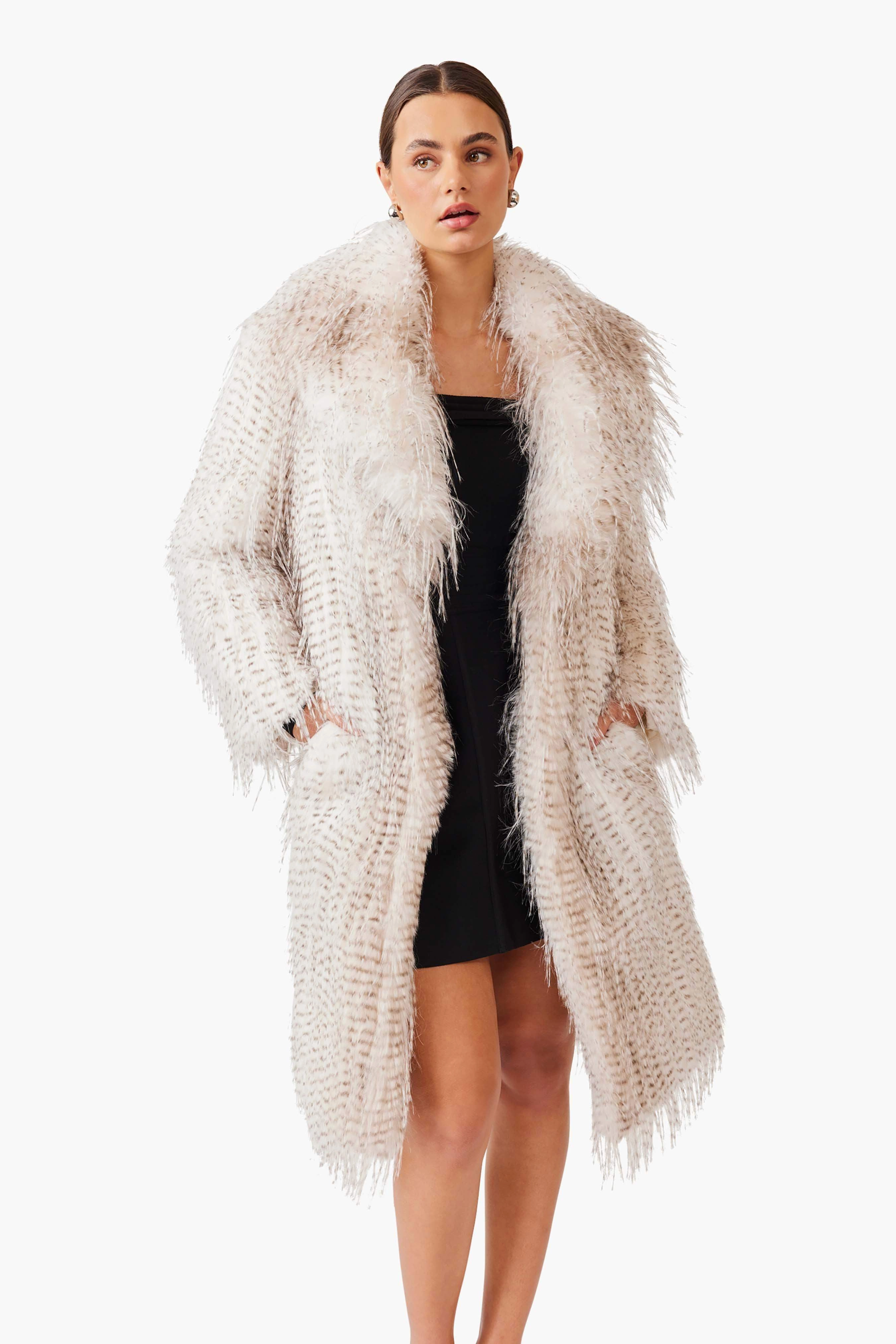 Tansy Coat in White Cozy Texture Elegant formal piece