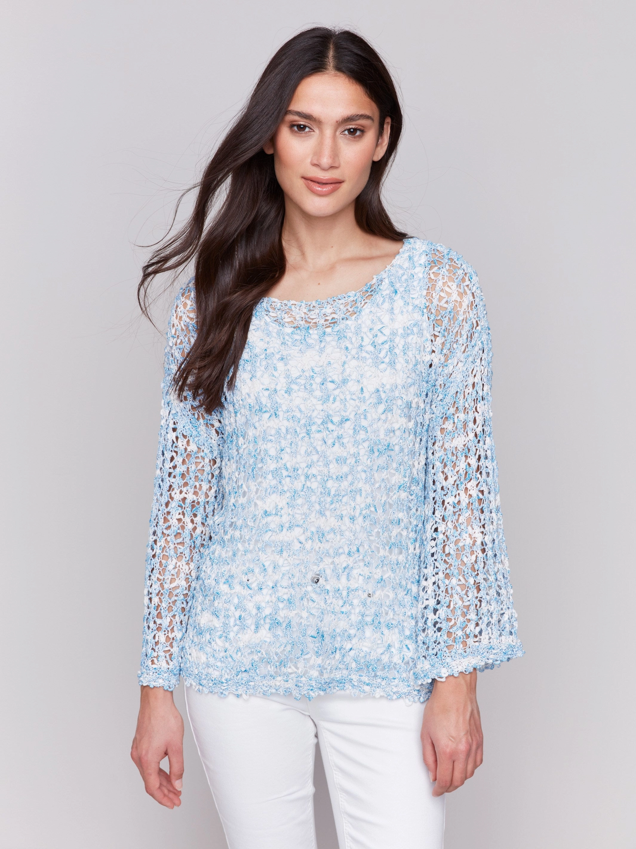 Eco Conscious Packaging Tape Yarn Sweater - Bluebell