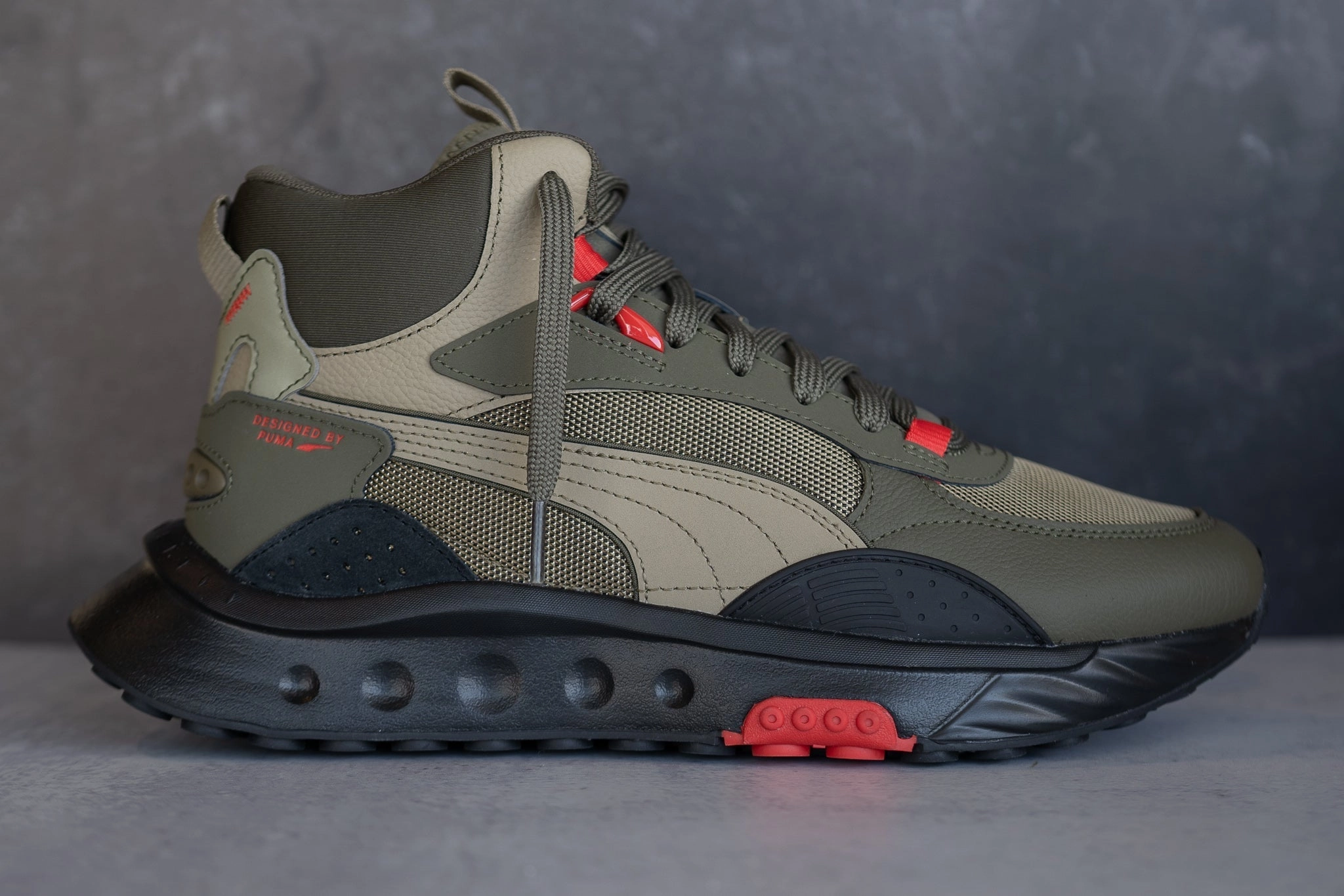 Mens Puma Wild Rider Mid WS (Grape Leaf) Curved Heel Counter Clean Build