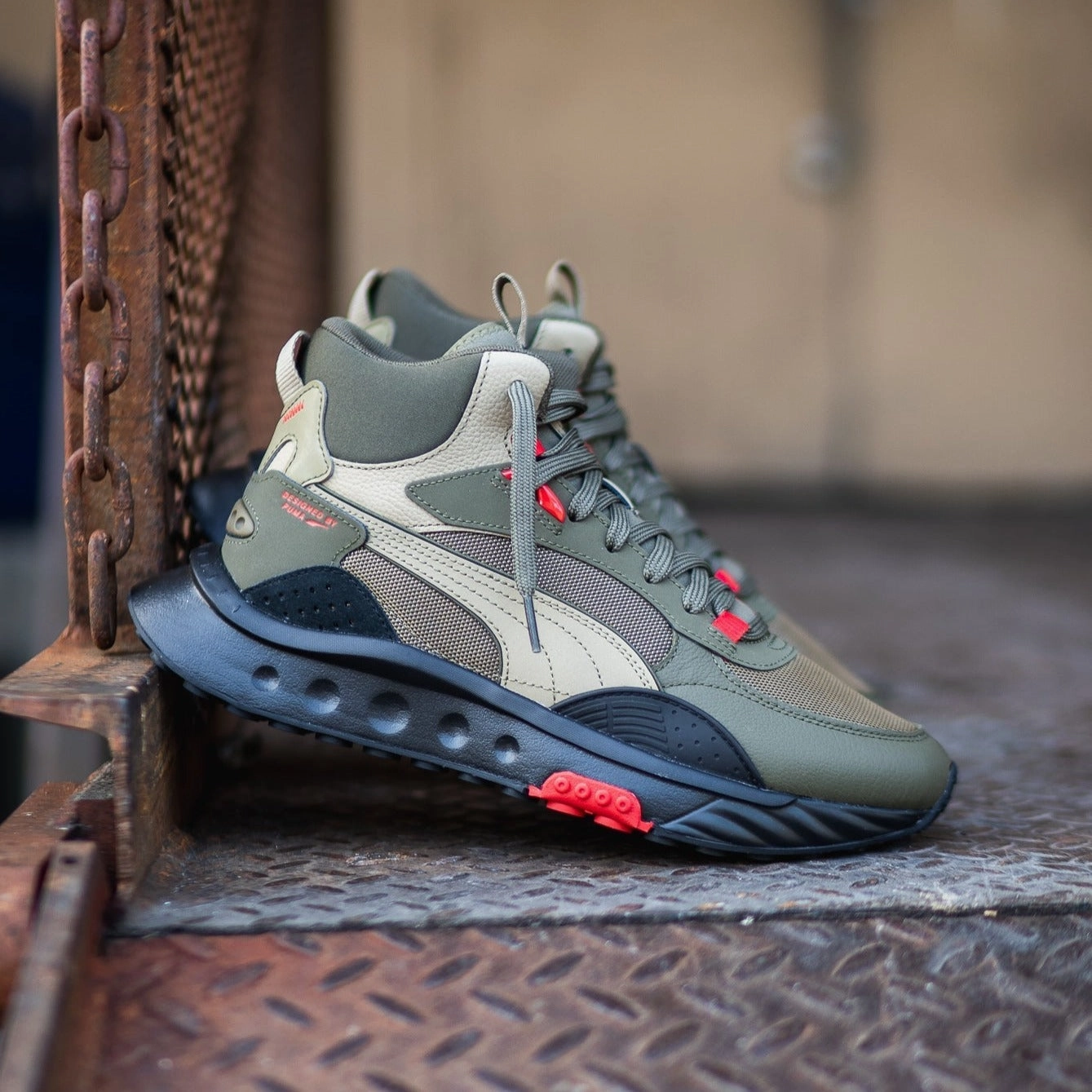 Mens Puma Wild Rider Mid WS (Grape Leaf) Athletic Choice