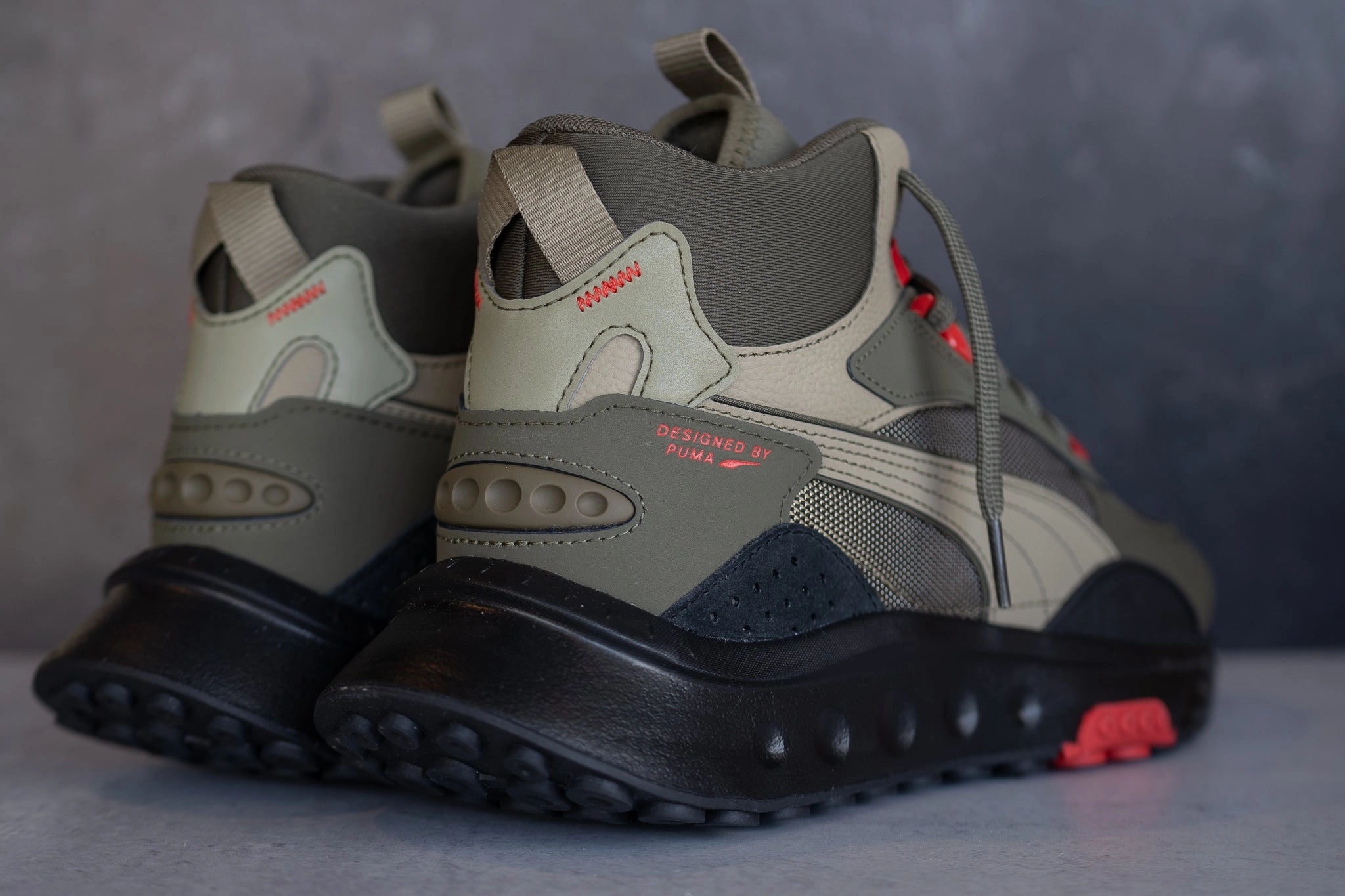 Mens Puma Wild Rider Mid WS (Grape Leaf) HeelSupport