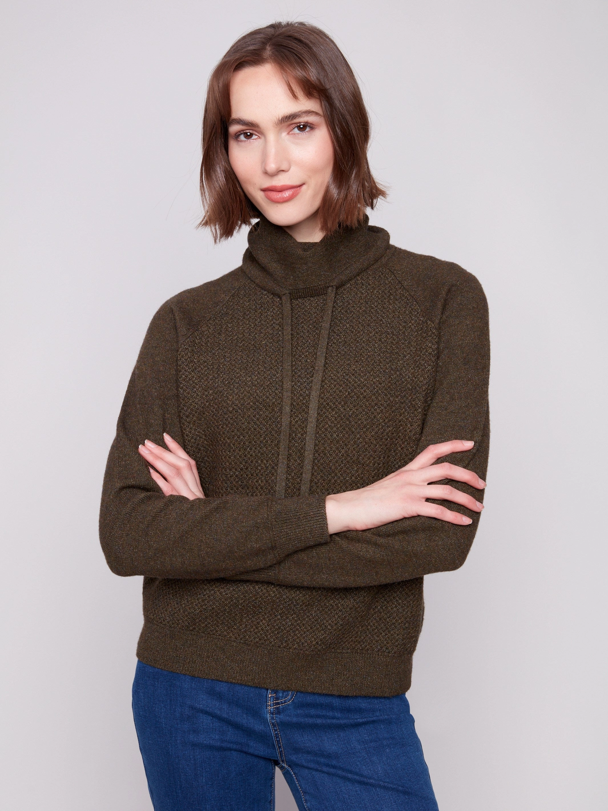 Replace Textured Cowl Neck Knit Sweater - Heather Spruce