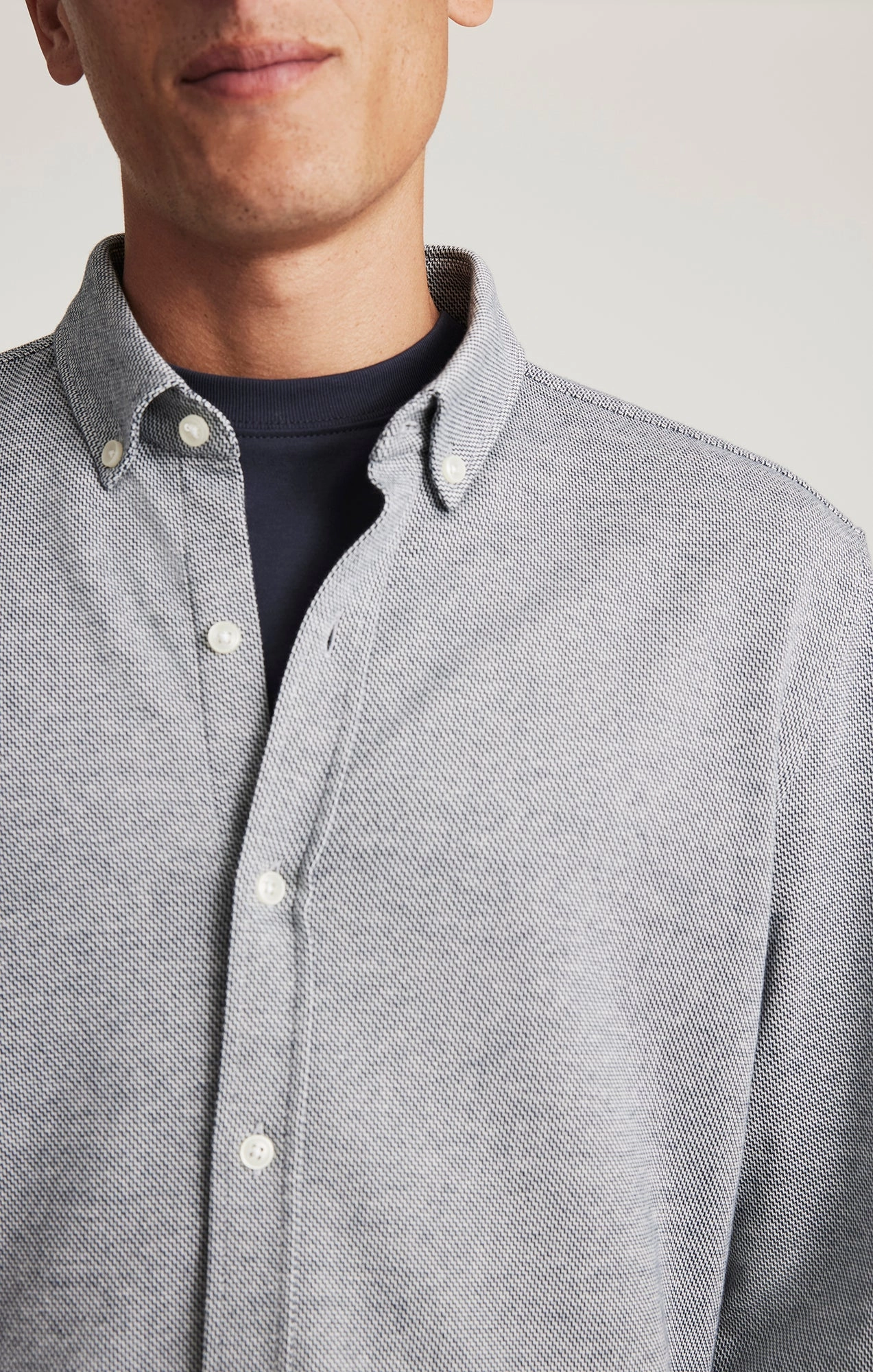 WrinkleResistant GridTexture LONG SLEEVE SHIRT