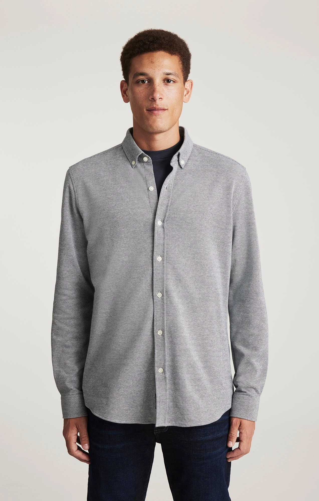 AntiPill Texture Layered Placket Design LONG SLEEVE SHIRT