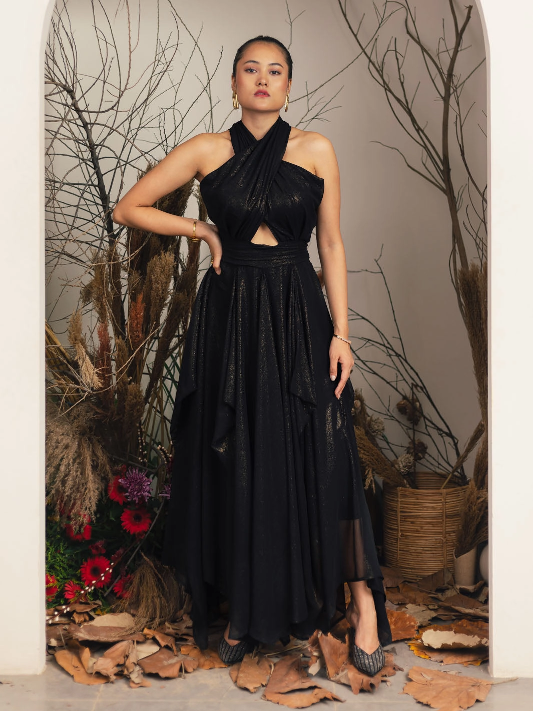 Tulle-Overlay Tezca Gown