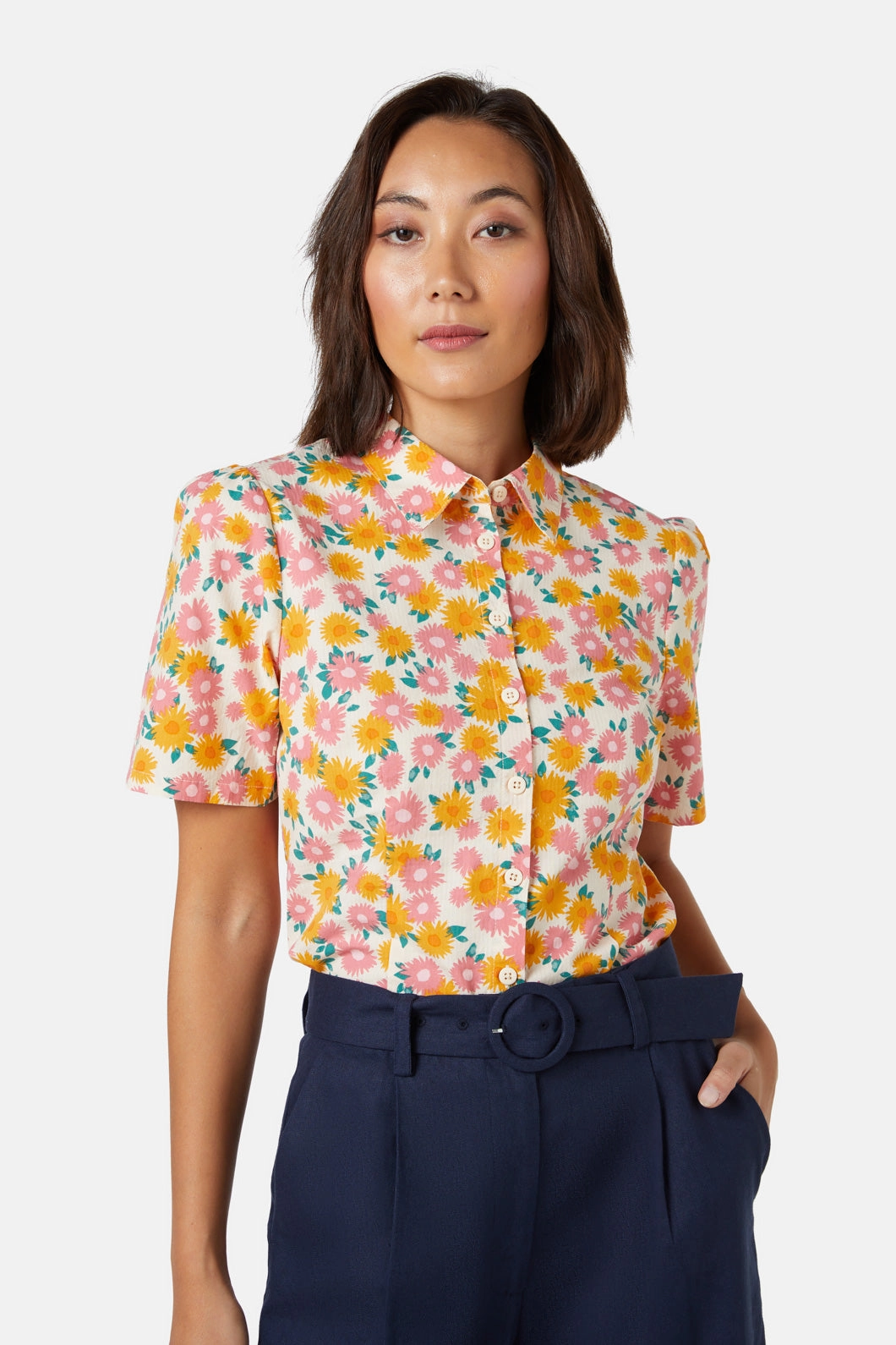 Thea Blouse Adjustable Hem Cuff Casual Wear