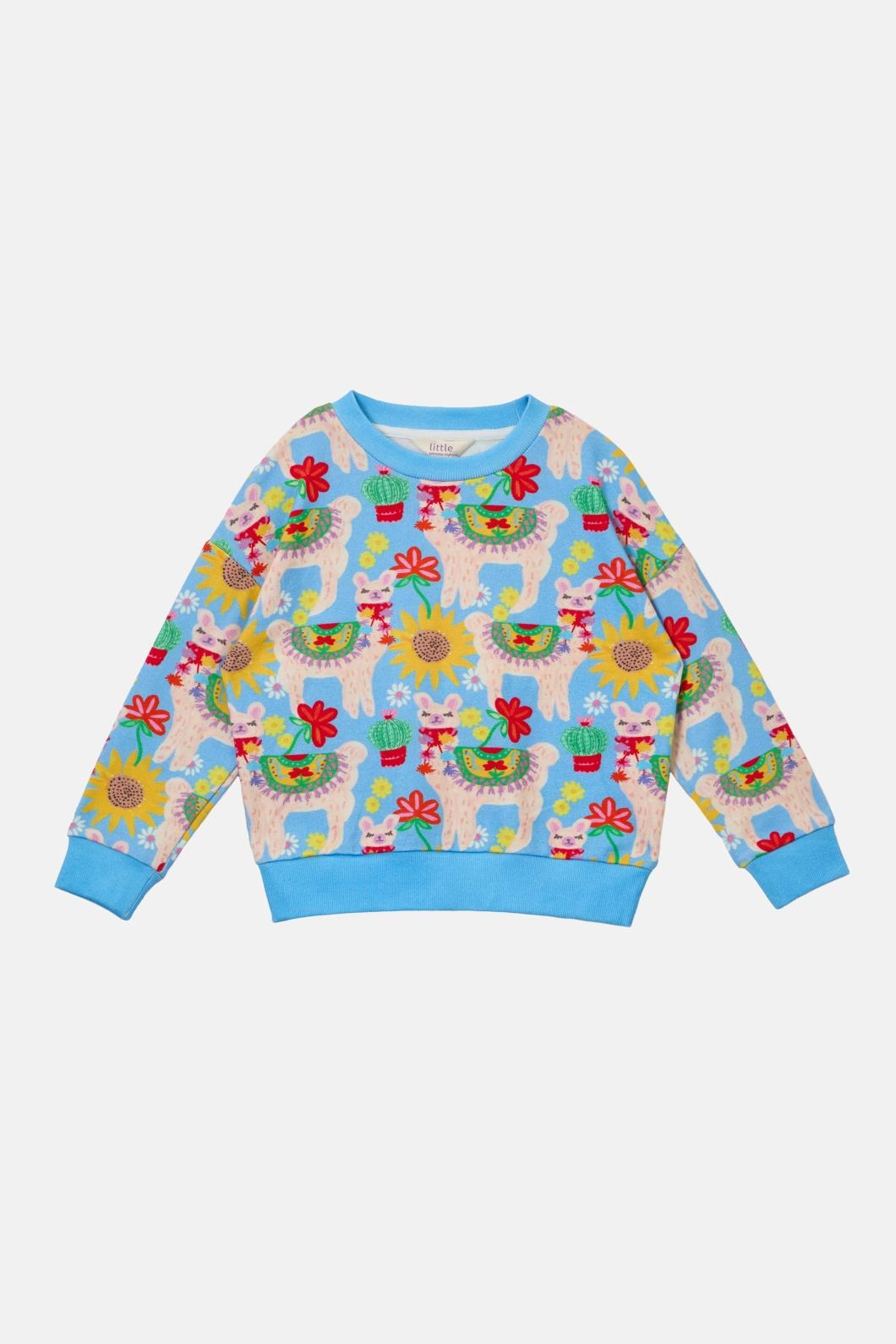 Low Profile Collar Design Llama Kids Sweater