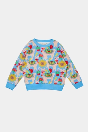 Low Profile Collar Design Llama Kids Sweater