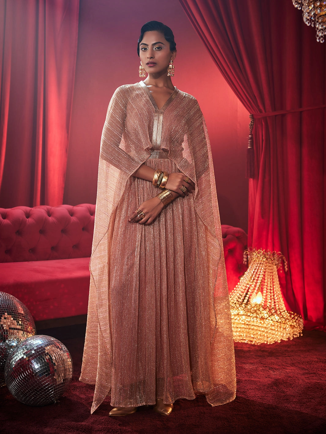 Tiara Metallic Party Gown Subtle Finish