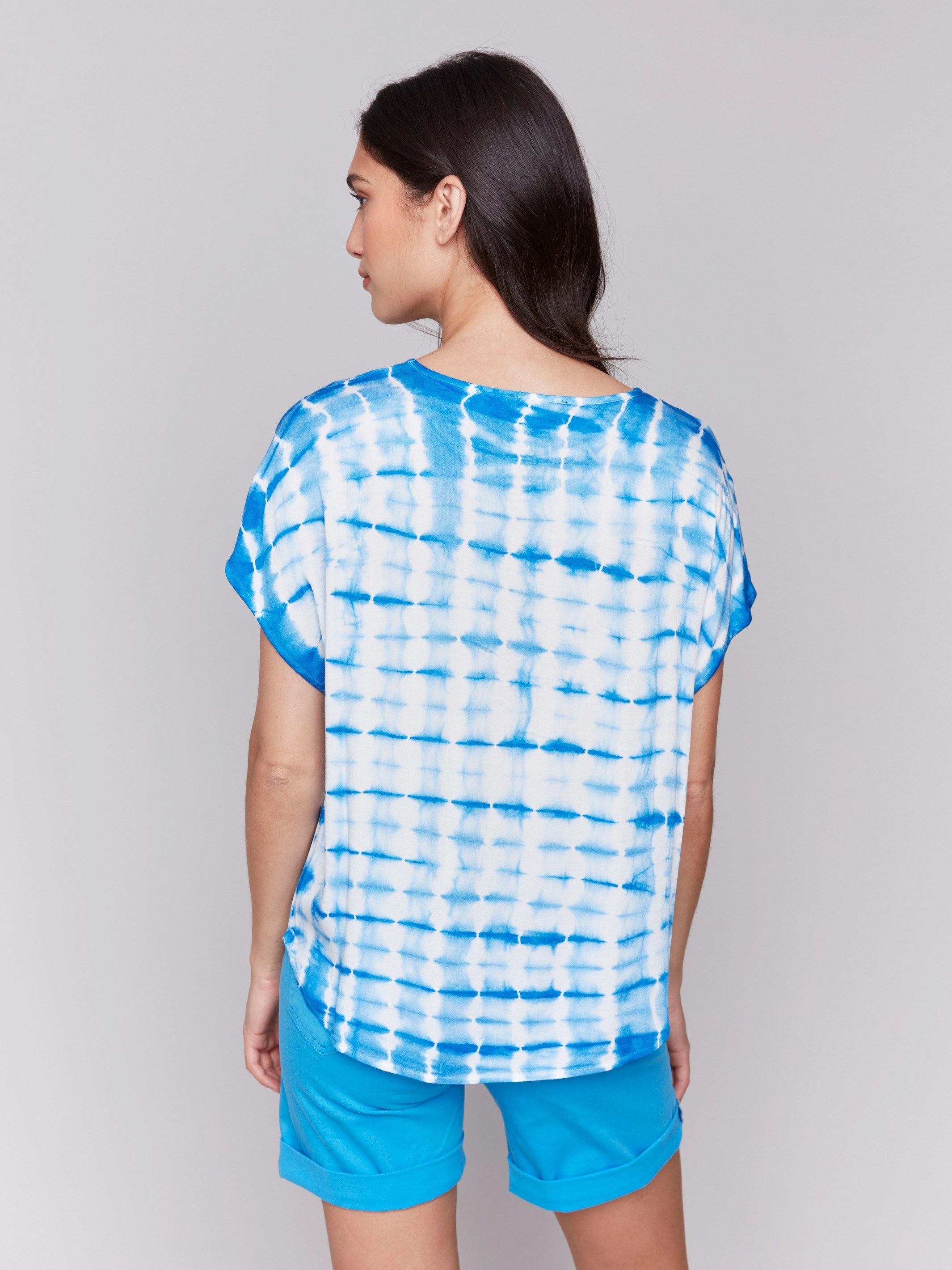 Tie Dye Dolman Top - Azure Ultra Soft Interior