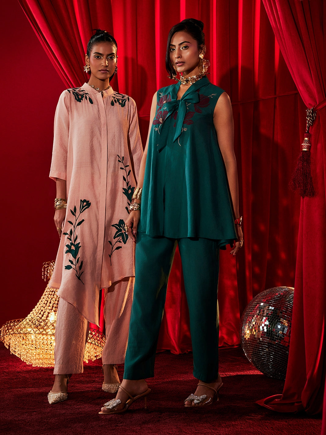 Petalina Embroidered Co-ord Set Tailored Comfort Slit-Hem