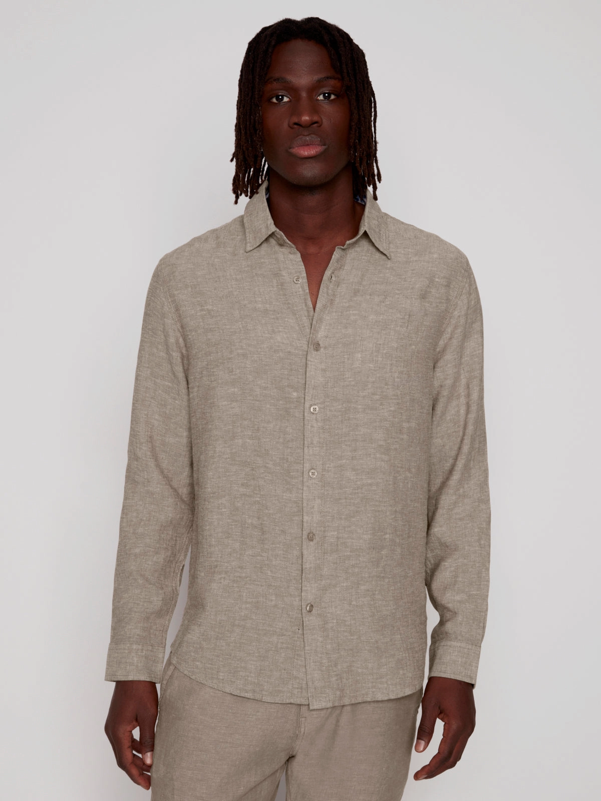 LINEN BLEND LONG SLEEVE SHIRT AntiPillingFabric