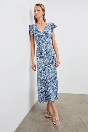 Comfortable Outerwear KENZ MIXED CHEETAH RUFFLE SLEEVE DRESS