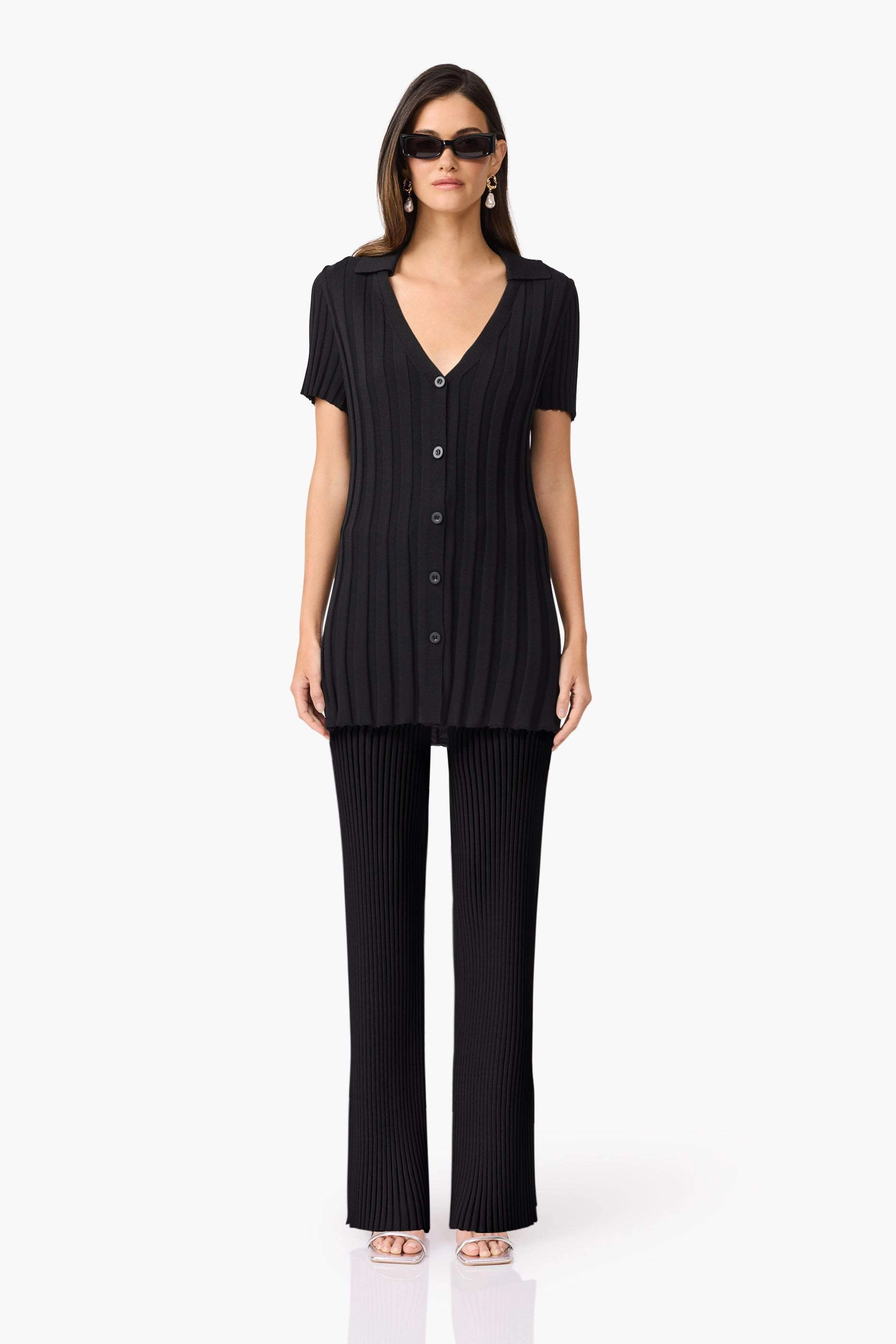 CURAAE Annabelle Knit Shirt In Black Mini-Length