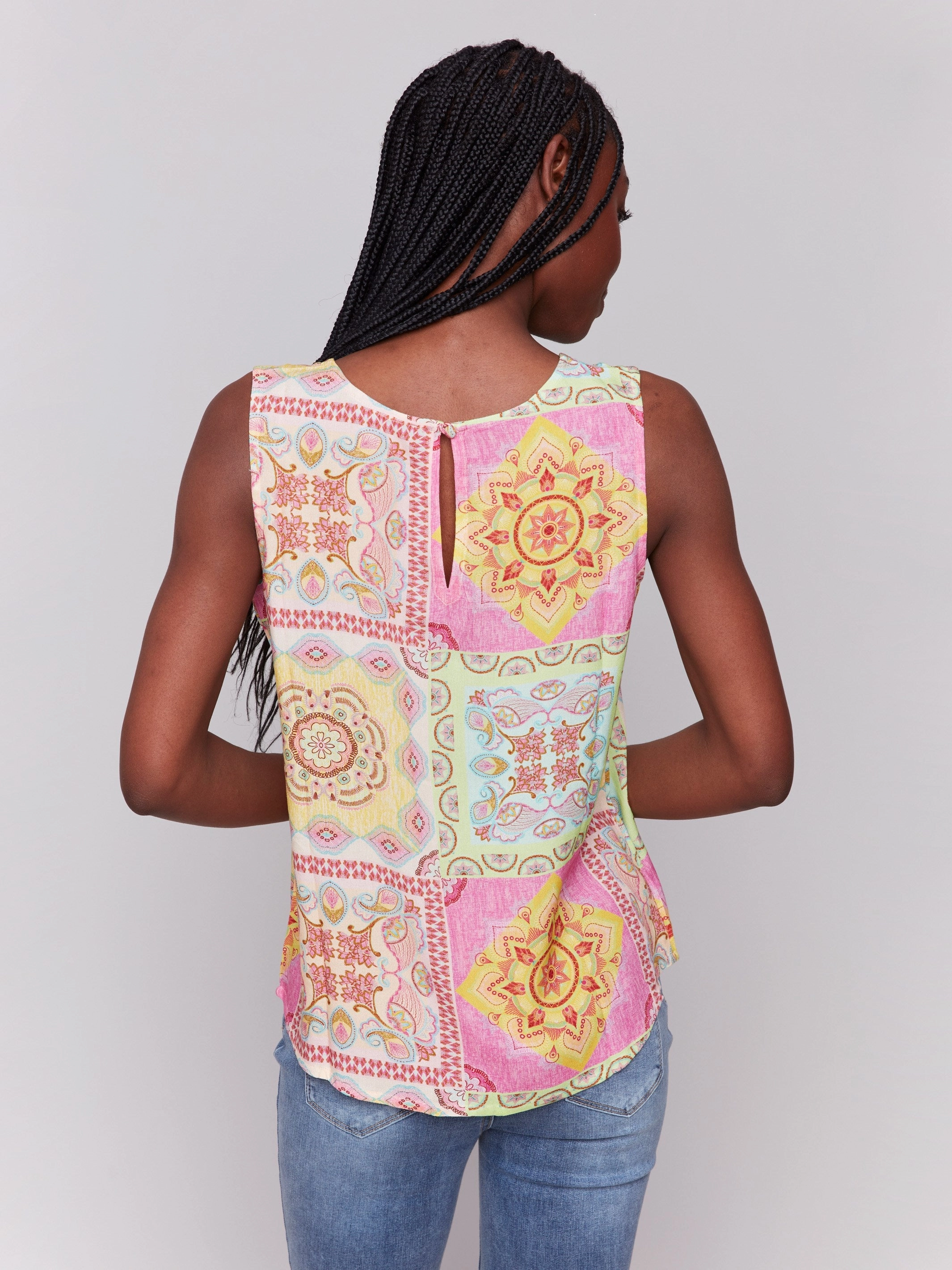 Gift Idea Printed Viscose Sleeveless Top - Carousel