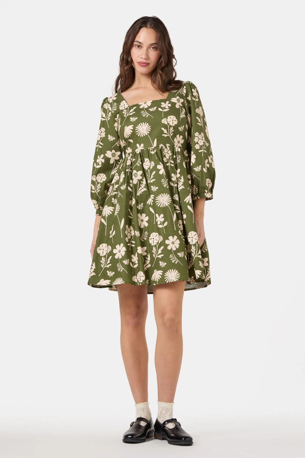 Variety Fleur 3/4 Sleeve Dress Gloss Accent