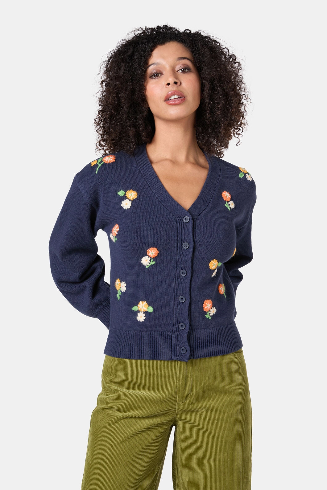 Cozy Chic Chilly Knitwear Blossom Embroidered Cardigan