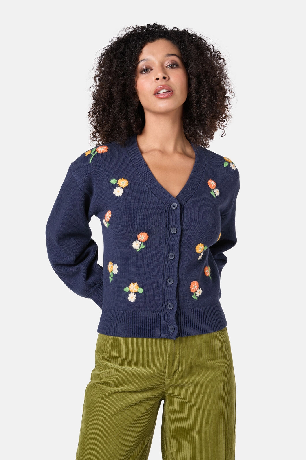 Winter Ready Knit Blossom Embroidered Cardigan