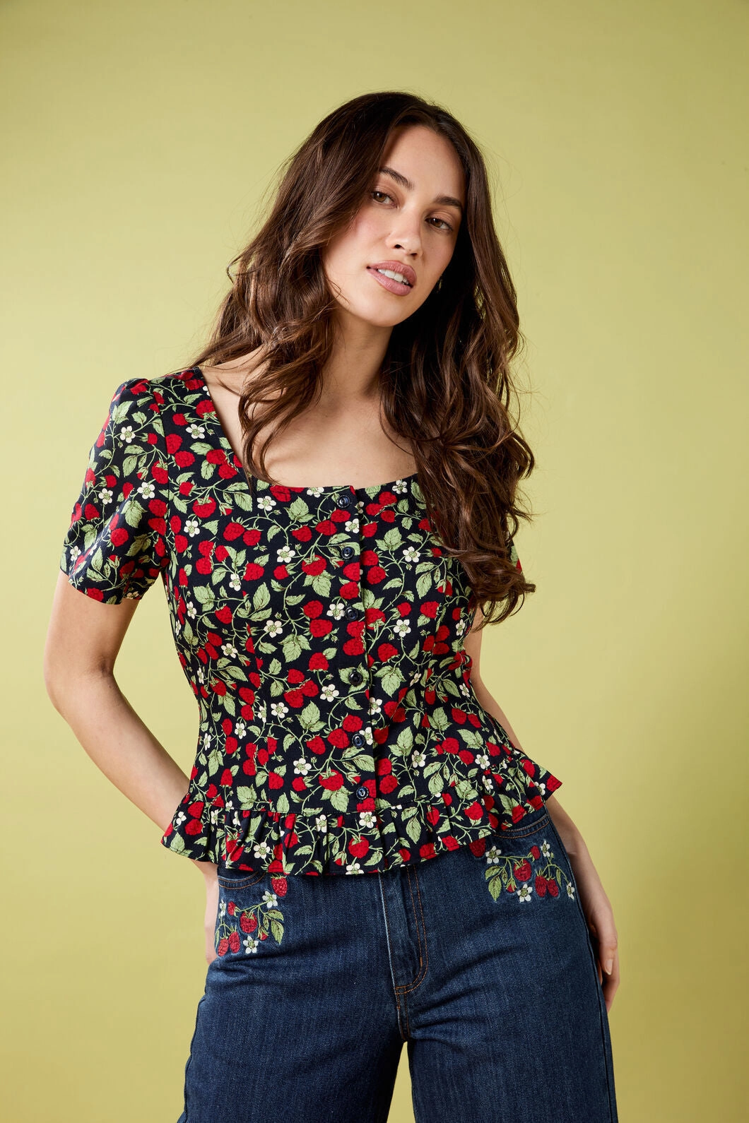 Four Way Stretch Non Slip Shoulder Seams Raspberry Short Sleeve Top