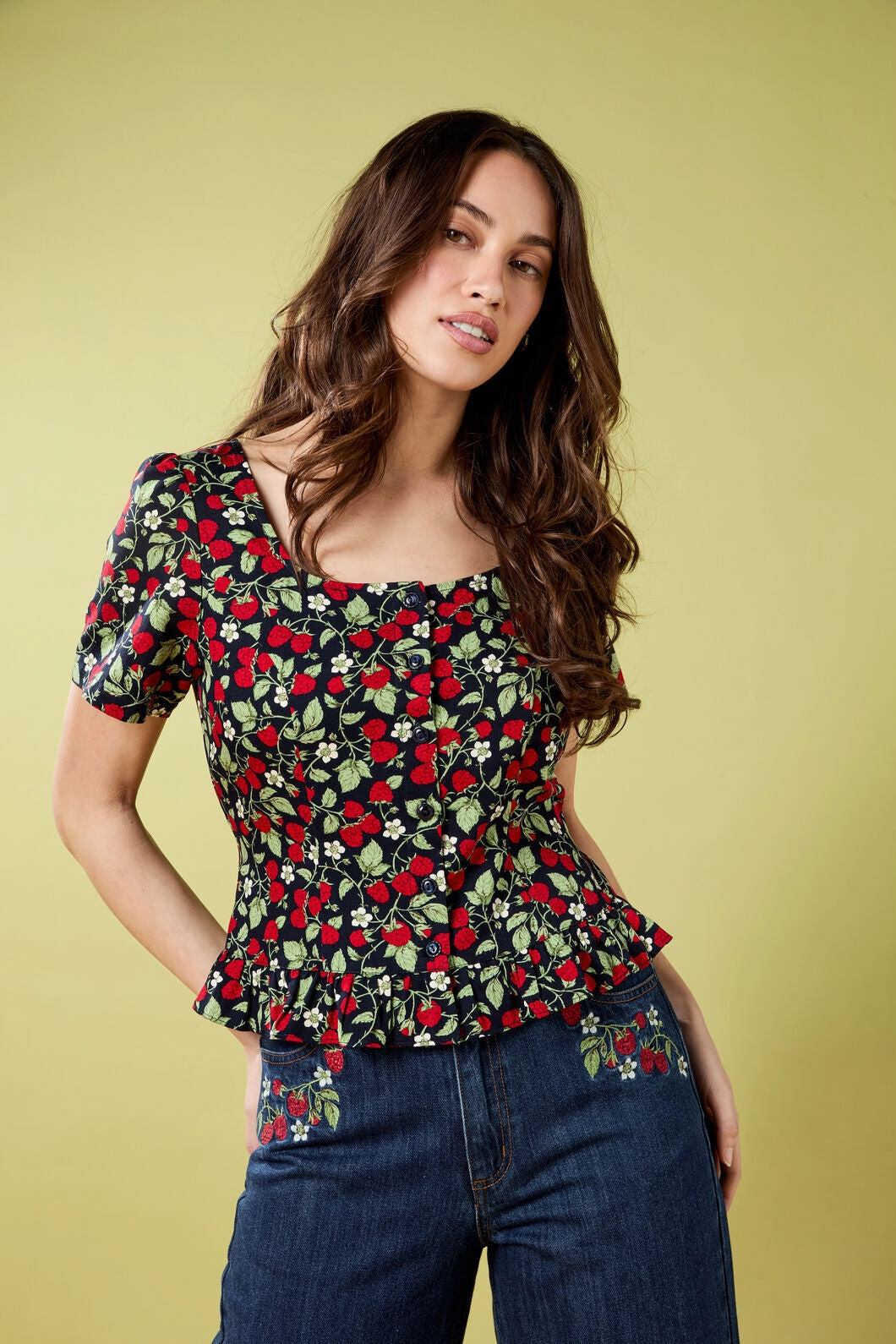 Raspberry Short Sleeve Top Breathable Construction